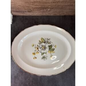 Vtg Canonsburg The Hallmark Magnolia Pattern 22 Kt. Oval Platter Serving Dish